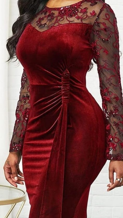 Wine Dress Outfit Wedding, Lace Short Gown Styles, Latest Gown Styles, Lace Dress Classy, Elegant Mother Of The Bride, Sleeved Velvet Dress, Sewing Wedding Dress, Dinner Dress Classy, Women Blouses Fashion