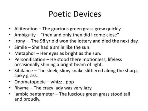 Poetic Devices Examples Poetry Devices, Spoken Word Poetry Tips, Poetic Devices With Examples, Tips For Writing Poetry, Poetry With Figurative Language, Poetry Examples, Poem Writing Prompts, Poetic Devices, English Literature Notes