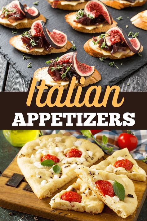 These Italian appetizers are the perfect way to start a meal! From bruschetta to meatballs, everyone will gobble up these delicious Italian finger foods. Finger Foods Chicken, Easy Italian Appetizers, Italian Appetizers Party, Italian Finger Foods, Italian Appetizers Easy, Tuscany Vineyard, Italy Night, Foods Chicken, Italian Recipes Appetizers