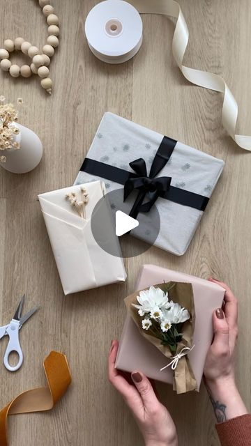 Francesca Stone on Instagram: "🎁 Easy Gift Wrap 🎁 This has got to be one of my favourite ways to wrap a gift. It’s simple, quick and the folds create the perfect pockets to add cards, greenery or a cute little Christmas decoration. I’ve put the full instructions below! Save this post to come back to when you’re ready to wrap! 1. Using the same amount of wrapping you would usually use to wrap the gift, place the present in the centre of the paper and move it down an inch or two. There should be enough paper at the bottom to fold and close. 2. Fold the top over the front of the gift. Holding in place press in the sides in creating two triangular flaps on each side. 3. Fold the front flaps forward first, followed by the second pieces. Hold in place with a piece of double sided tape (or fo Ways To Wrap A Gift, Wrap A Gift, Simple Gift Wrapping, Got To Be, Move It, Double Sided Tape, Easy Gifts, The Present, Come Back