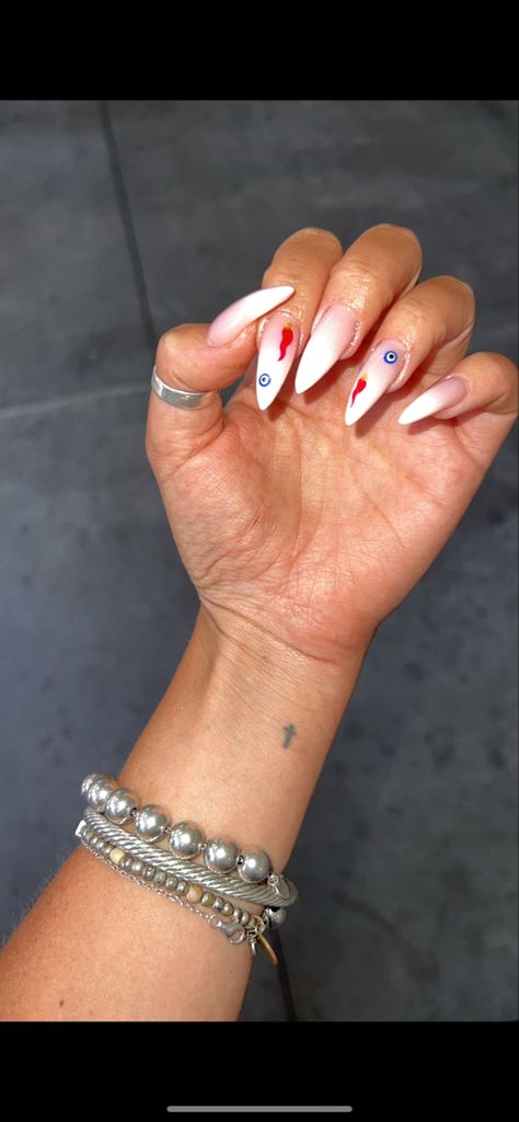 Italian Nails, Italian Horn, Evil Eye Jewelry, Stiletto Nails, Nails Nailart, Swag Nails, Nail Design, Cute Nails, Wedding Inspo