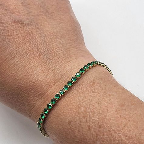 Electric Picks Anna Emerald Bracelet Gold Filled Cubic Zirconia Nwt Emerald Bracelet Gold, Emerald Bracelet, Green And Gold, Cubic Zirconia, Gold Filled, Emerald, Gold Bracelet, Electricity, Green