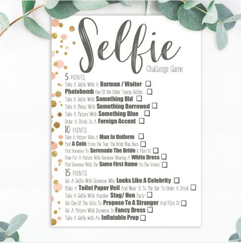 Hen Party Selfie Challenge Game Classy Hen Party Games, Hen Games, Favours Ideas, Party Survival Kit, Classy Hen Party, Hen Night Ideas, Party Selfie, Hen Party Decorations, Bridal Party Games