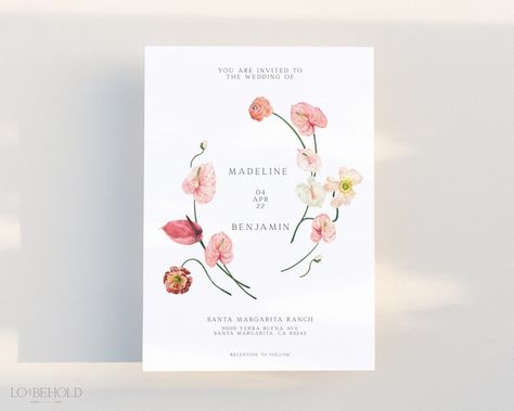 LOVE Wedding Invitation Suite Blush Pink Floral Editable - Etsy Italia Spring Pink Wedding, Love Website, Pink Floral Wedding, Minimal Wedding Invitation, Minimal Wedding, Flower Invitation, Floral Wedding Invitation, Modern Flower, Elegant Invitations