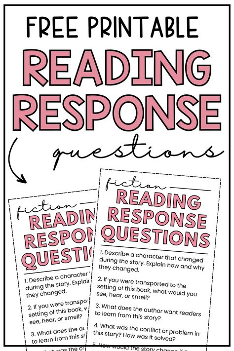 Use these reading response questions with ANY fiction book! The prompts are perfect for class novels, short stories, book clubs, literature circles, and more! Download the FREE printable PDF today! Use the standards-based questions to assess comprehension and promote critical thinking for students in 5th, 6th, 7th, and 8th grade. Focus on all the major story elements. Download the printable PDF today! #freebie #readingstrategy #comprehension #fourthgrade #fifithgrade    via @literacyinfocus Critical Thinking Questions For Reading, Reading Response Questions, Easy Chapter Books, Reading Questions, Teaching 6th Grade, Critical Thinking Questions, Fiction Text, Teaching Literature, Reading Comprehension Questions