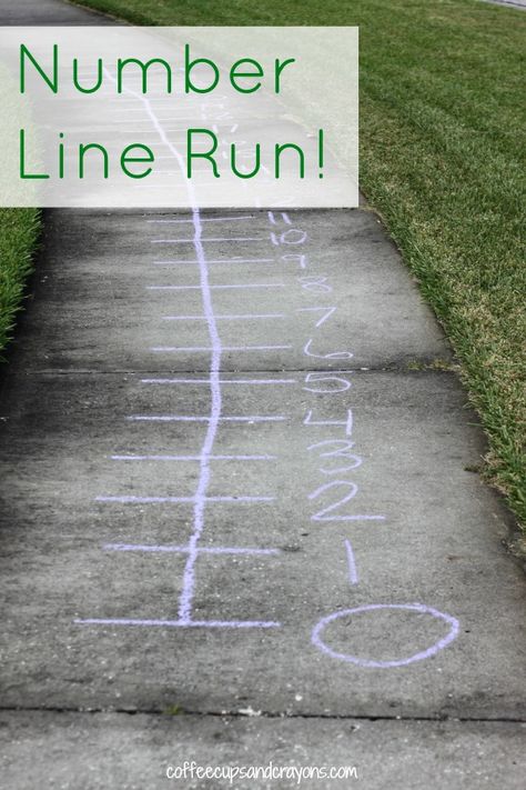 Number Line Run!  Math counting and addition game for kids! - love that this gets kiddos moving and learning at the same time Math Counting, Homeschool Math, E Mc2, Math Numbers, Game For Kids, Math Concepts, First Grade Math, Preschool Math, Math Facts