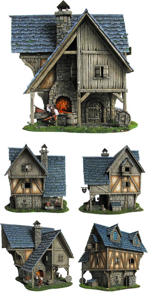 Fantasy terrain by Tabletop World (14th September 2013: Blacksmith’s Forge released) - Forum - DakkaDakka | All hail the mighty Primarch Russ! Medieval Houses, Building Concept, Wargaming Terrain, Fantasy House, Miniature Houses, Medieval Fashion, 3d Modelling, Environment Design, Environment Concept Art