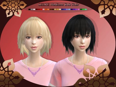 The Sims Resource - SELRE　Medium Bob Hair Sims 4 Shoulder Length Hair, Sims 4 Cc Bob Hair, Shoulder Length Hair Bangs, Bob Hair With Bangs, Medium Bob Hair, Blonde Bob With Bangs, Cute Bob Hairstyles, Short Blonde Bobs, Play Sims 4