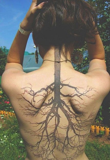 Tree Roots Tattoo, Roots Tattoo, Hiking Tattoo, Full Back Tattoos, Tattoo People, Spine Tattoo, Back Tattoo Women, Spine Tattoos, Up Tattoos