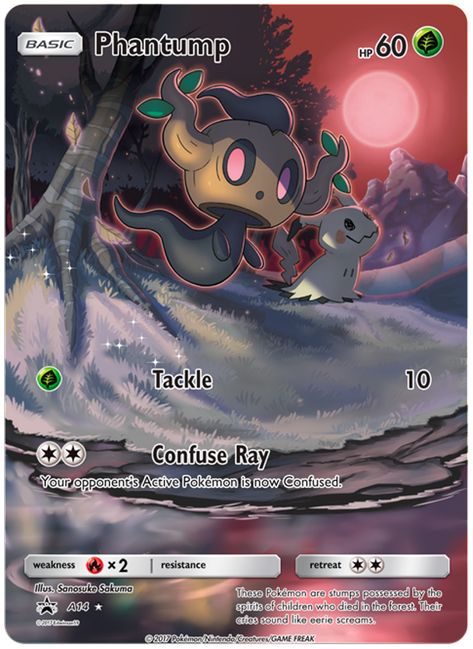 Pokemon Card Full Art, Pokemon Full Art Cards, Phantump Pokemon Art, Phantump Tattoo, Phantump Art, Phantump Pokemon, Full Art Pokemon Cards, Pokemon Deck, Pokemon Full Art