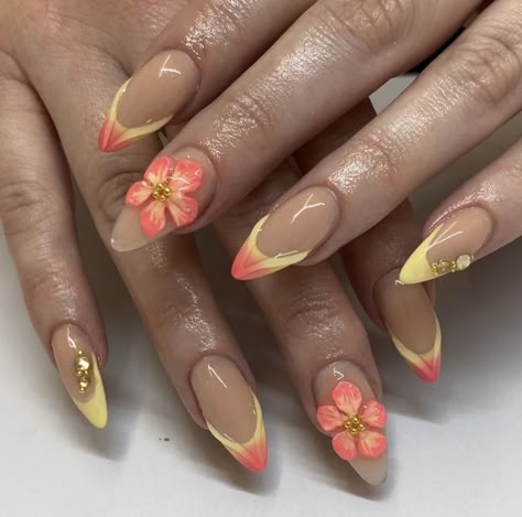 Hawiian Nails, Orchid Nails, Sassy Nails, Dot Nail Art, Nails Today, Summery Nails, Fall Acrylic Nails, Almond Acrylic Nails, Cute Gel Nails