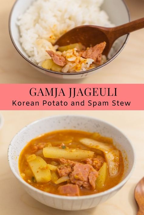 Korean Potato Soup, Spam Recipes Dinners, Cottage Cooking, Cultural Dishes, Korean Potatoes, Korean Meals, Spam Recipes, Korean Soup, Potato Stew