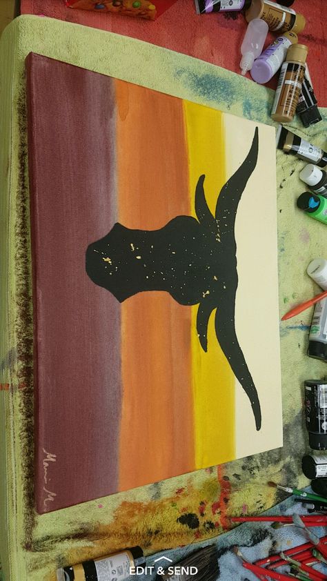 Bull Painting (Taurus) Taurus Painting Ideas On Canvas, Taurus Painting Ideas, Taurus Art, Bull Painting, Bull Art, Christmas Painting, Cute Canvas Paintings, Country Paintings, Black Art Painting