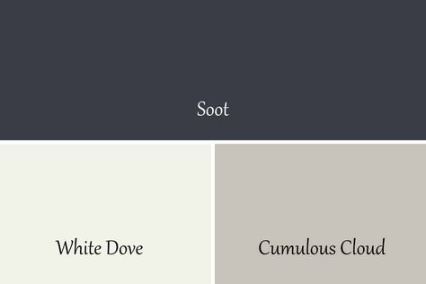 Soot By Benjamin Moore, Benjamin Moore Black Door Colors, Bm Soot Exterior, Kendall Charcoal Powder Room, Benjamin Moore Soot Color Palette, Soot Benjamin Moore Exterior, Soot Paint Benjamin Moore, Dakota Shadow Benjamin Moore, Benjamin Moore Soot Exterior