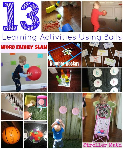 Toddler Approved!: 13 Simple Learning Activities Using Balls. What other learning activities have you done with balls? Creative Curriculum Preschool, Early Learning Activities, Creative Curriculum, Activities For Children, Circle Time, Toddler Learning Activities, Toddler Fun, Gross Motor, Toddler Learning