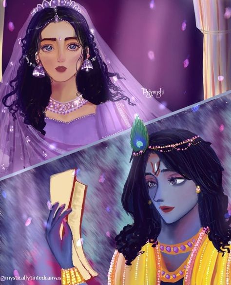 Krishna Rukmini, Rukmini Krishna, Krishna Bhakti, Lakshmi Narayan, Canvas Art Painting Acrylic, Bts Scenarios, Krishna Avatar, Shiva Tattoo Design, Shree Krishna Wallpapers