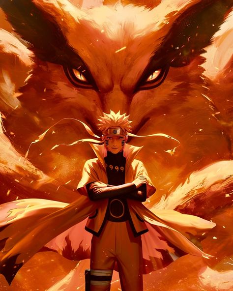 The Nine Tails Jinchuriki — Generated/created by @the.artful.ai with Midjourney Niji 6 — Inspired by the Anime series Naruto/Naruto… | Instagram Naruto And Nine Tails, Nine Tailed Fox Art, Nine Tailed Fox Naruto, Fox Naruto, Naruto Nine Tails, Sasuke Wallpaper, Nine Tails, Itachi Mangekyou Sharingan, Mangekyou Sharingan