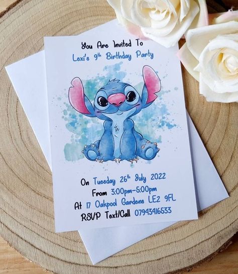 Stitch Party Invitations, Stitch Invitations, Stitch Themed Birthday Party, Stitch Birthday Party Decorations, Stitch Invitation, Lilo And Stitch Birthday Party, Stitch Bday, Stitch Birthday Invitation, Lilo And Stitch Birthday