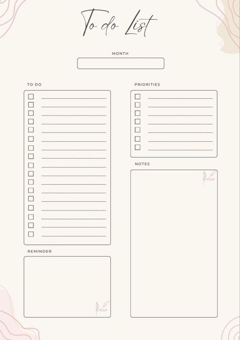 To Do List template To Do Lists Aesthetic, Memo Template, To Do List Template, Do List, To Do List Notebook, Bullet Journal Ideas Templates, Planner Writing, Daily Planner Pages, Bullet Journal Design Ideas