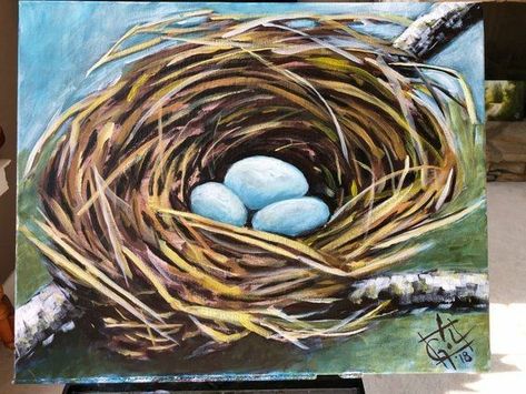 Bird Nest Painting, Robin Eggs, Birds Nests, Nest Art, Bird Houses Ideas Diy, Art Place, Bird Nests, Watercolor Art Diy, Paint Water