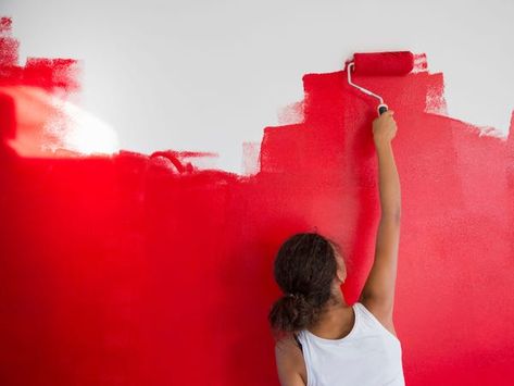 Painting A Wall, Make Paint, Nashville Art, Job Tips, Bright Paintings, Red Wall, Paint Companies, Professional Painters, Stick On Wallpaper