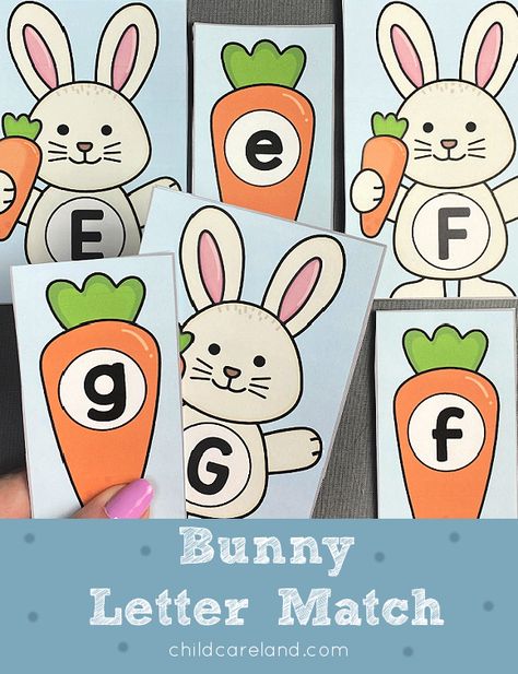 Letter Matching Activities, Activity For Preschool, Classroom Lesson Plans, Rabbit Drawing, Spring Animals, Alphabet Matching, Early Learning Activities, Easter Carrots, Animal Letters