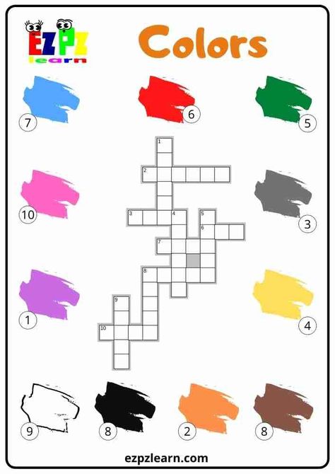 English Crosswords, English Vocabulary Games, Kindergarten Phonics Worksheets, English Learning Books, Learning Books, English Activities For Kids, Worksheets For Kindergarten, Kindergarten Worksheets Printable, English Games