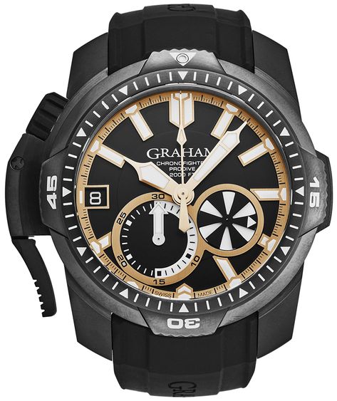 Graham Chrnofighter Men's Watch Model 2CDAB.B04A.K80N Graham Watch, Skin Diving, Rubber Watches, Luxury Timepieces, Free Bracelet, Summer Events, Watch Model, Black Rubber, Men's Watch