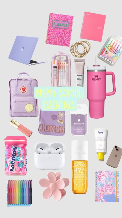 School essentials! 🌺⭐️🥥 #preppyoutfit #preppy #school #stationary #schooloutfits #schoolinspo Preppy Stationary, School Bag Essentials, Preppy School, Balm Dotcom, Cute Stationary, Skin Care Routine Steps, Preppy Outfit, School Essentials, Essential Bag