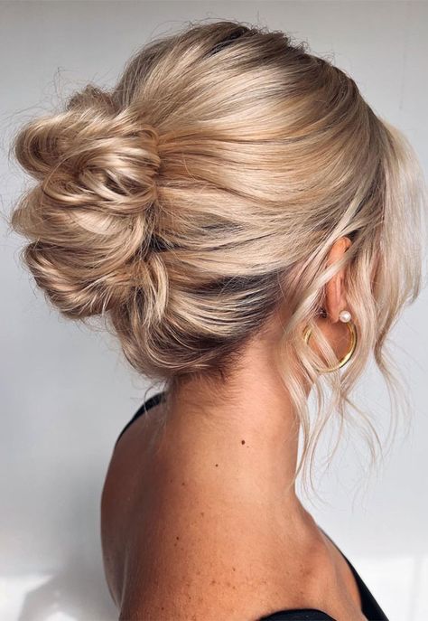 updo hairstyle, classic wedding hairstyles, messy bun updo, updo wedding hairstyle, bridal updo, bridal hairstyles, wedding day hairstyles Straight Hair Updo, Wedding Guest Updo, Easy Wedding Guest Hairstyles, French Roll, Classic Wedding Hair, Wedding Hairstyles Medium Length, Bridesmaids Hair, Roll Hairstyle, Guest Hair