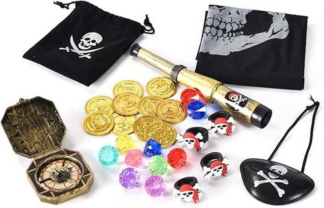 Amazon.com: Kid Pirate Pretend Toys Set,Pirate Treasure Party Favors Set Pirate Skull Ring & Accessories Set Birthday Supplies Decorations : Toys & Games Pirate Goodie Bags, Pirate Birthday Party Favors, Treasure Party, Pirate Mask, Pirate Toys, Pirate Gifts, Pirate Theme Party, Ring Accessories, Pirate Birthday Party