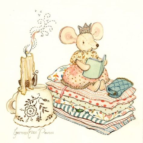 Gretchen Ellen Powers, South Haven Michigan Artist • www.gretchenellenpowers.com • @gretchenellenpowers on Instagram Tea Cup Pattern, Mice Cute, Sweetest Dreams, Mouse Illustration, Mouse Drawing, Maileg Mouse, Storybook Art, Princess And The Pea, Childrens Books Illustrations