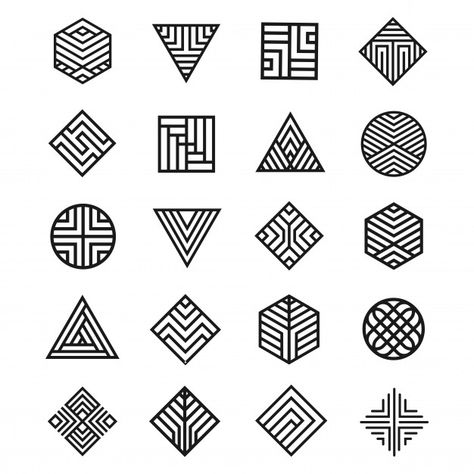 Set of geometry shape icon Premium Vecto... | Premium Vector #Freepik #vector #logo #pattern #frame #vintage Pola Cat Dinding, Shape Icon, Tapete Gold, Geometric Shapes Design, Motif Art Deco, Geometry Shape, Geometric Symbols, Geometric Drawing, Geometry Art