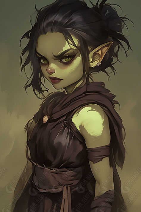 Goblin Wizard/Warlock/Sorceror Female Goblin Character Design, Hobgoblin Female, Goblin Art Dnd, Goblin Reference, Goblin Woman, Goblin Artificer, Goblin Wizard, Goblin Oc, Female Goblin