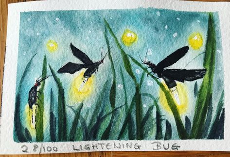 28/100 Prompt: Lightening Bug #100daysofwonder2024 I have to confess and it probably makes me look a bit silly but I had to Google what a lightning bug was as I’d never heard of it 🙊🙊 Turns out it just another name for a firefly 🪰You learn something new every day 😂😂. #100daysofwonder2024 #watercolor #watercolorart #watercolourpainting #aquarelle #100days #painteveryday #tinyart #minipainting #miniart #lighteningbugs #firefly #fireflypainting #fireflyart #insectworld #flies #glowing #inse... Fireflies Watercolor Paintings, Watercolor Fireflies, Firefly Watercolor, Firefly Drawing, Firefly Painting, English Poem, Firefly Art, Lightning Bug, Graphic Work