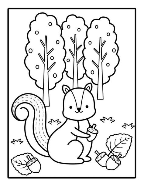 Autumn Colouring Pages, Fall Coloring Pages For Kids, Kids Colouring Printables, Squirrel Coloring Page, Fall Coloring Sheets, Camping Coloring Pages, Fall Coloring, Adults Coloring, Fall Preschool