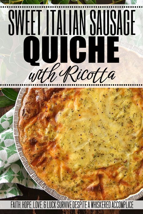 Sweet Italian Sausage Quiche with Ricotta - Whether served for breakfast, brunch, lunch, or dinner, this savory pie never fails to please. With its creamy ricotta cheese and egg filling and its flavorful browned sweet Italian sausage, this quiche is sure to be an instant hit. You can easily use a store-bought pie crust or make your own for a truly homemade experience. And, with the added kick of Italian herb seasoning mix, this quiche is bursting with flavor. So why not add this flavorful quiche to your menu rotation today? Italian Sausage Frittata, Quiche With Ricotta Cheese, Ricotta Quiche Recipes, Italian Sausage Pie, Italian Sausage Quiche, Spinach Ricotta Pie, Ricotta Quiche, Sausage Pie, Sausage Quiche