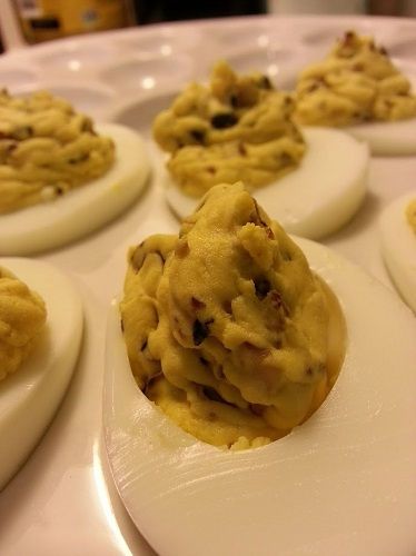 Recipe: Mushroom Deviled Eggs Devils Eggs, Devil Eggs, Recipe Mushroom, Cream Of Wheat, Hard Cooked Eggs, Blog Newsletter, Dried Mushrooms, Pastry Bag, Food Words