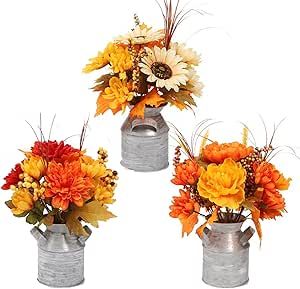 Harvest Table Centerpieces, Faux Potted Plants, Farmhouse Home Office, Thanksgiving Floral Arrangements, Harvest Festival Decorations, Sunflower Centerpieces, Thanksgiving Flowers, Thanksgiving Floral, Rustic Thanksgiving