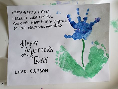 Mother’s Day Hand Print Craft, Mothers Day Handprint Poem, Baby Footprint Flowers, Mothers Day Art For Infants, Hand And Foot Print Art Mothers Day, Handprint Flowers Preschool, Handprint Mothers Day Crafts For Grandma, Mother’s Day Handprint Art, Mother’s Day Gifts From Infants