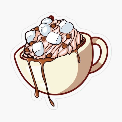 Get my art printed on awesome products. Support me at Redbubble #RBandME: https://www.redbubble.com/i/sticker/Hot-Chocolate-by-hipposstore/69638702.O9UDB?asc=u #hotchocolate #allineedisloveandhotchocolate #love #hot #warm #winter #mood #marshmallows #moodboost #chocolate #sweet #chocolatesauce #whippedcream #chocolateaddiction #addictedtohotchocolate #chocolatechips Cup Of Cocoa Drawing, Hot Chocolate Emoji, Cute Hot Chocolate Drawing, Kawaii Hot Chocolate, Hot Chocolate Illustration, Hot Chocolate Starbucks, Hot Chocolate Drawing, Cocoa Board, Hot Chocolate Printable