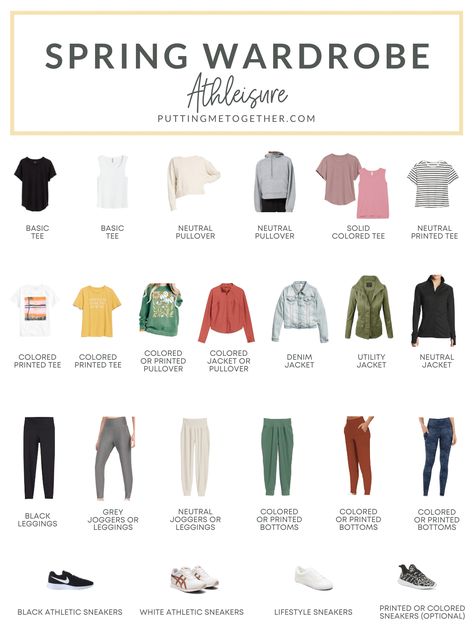 Leisure Capsule Wardrobe, Spring 2024 Athleisure, Athleisure Spring Outfits 2024, Athleisure Wardrobe Capsule, Casual Spring Capsule Wardrobe 2024, Cute Athleisure Outfits Spring, Casual Travel Capsule Wardrobe, Travel Athleisure Outfits, Athleisure Capsule Wardrobe 2024