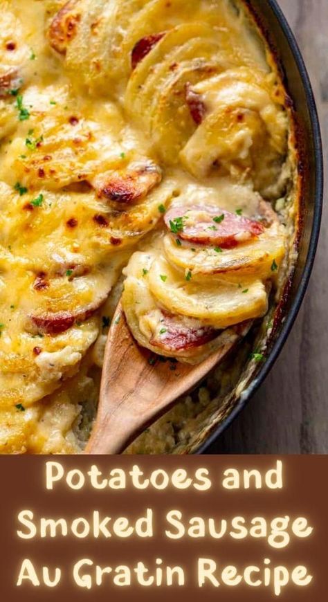 Beef Smoked Sausage Recipe, Sausage Recipes Potatoes, Potatoes And Smoked Sausage, Smoked Sausage Potatoes, Smoked Sausage And Potato Recipe, Smoked Sausage Casserole, Russet Potato Recipes, Sausage And Potato Bake, Sausage Potato Casserole