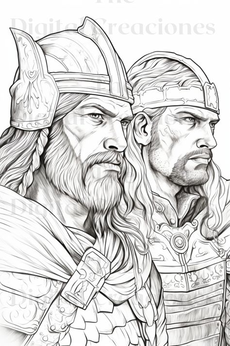 "Dive into the rich world of 'Vikings' with our 25-page coloring book! Explore their fascinating history and legends through art. #Vikings #ColoringBook #HistoricalArt #NorseMythology #CreativeEscape #ArtisticJourney #ColoringForAll #Relaxation #ColoringTherapy #LegendaryVikings #ExploreHistory" Viking Coloring Pages, Books Coloring Pages, Real Vikings, Viking Tattoo Symbol, Ancient Myths, Online Coloring Pages, Printable Coloring Book, Drawing Stuff, Historical Art