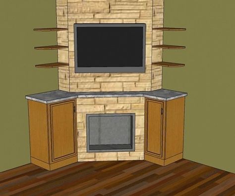 Corner Tv Cabinets, Corner Gas Fireplace, Tv Over Fireplace, Corner Storage Cabinet, Fireplace Designs, Room Fireplace, Tv Wand, Fireplace Built Ins, Decor Ikea