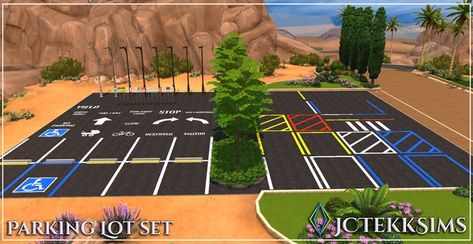 Parking Lot Set | Patreon Blender Sims 4, Sims 4 Black Hair, Sims 4 Studio, 4th Street, Sims 4 Cc Furniture, Sims 4 Collections, Sims 4 Build, Sims 4 Cc Finds, Sims 4 Clothing