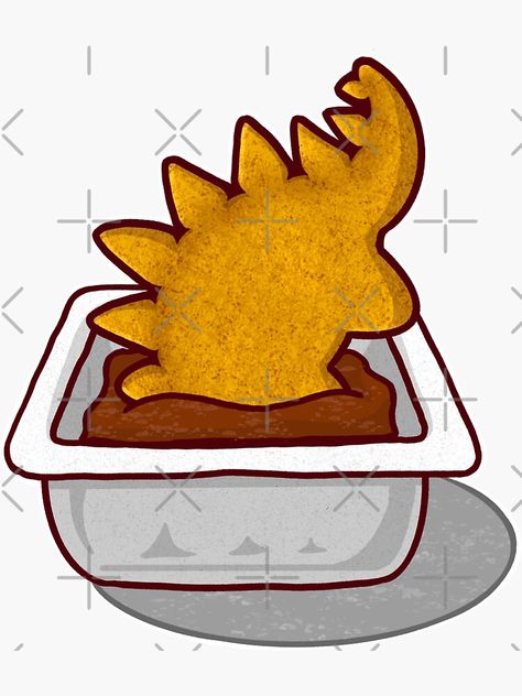 "Dino Nugget Dip" Sticker for Sale by allisonious | Redbubble Dino Chicken Nugget Tattoo, Dino Nuggets Drawing, Dino Nugget Tattoo, Dino Nuggies, Dino Chicken Nuggets, Dino Nuggets, Dino Drawing, S Drawing, Shrink Art