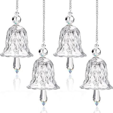 Amazon.com: Maxcheck 4 Packs Christmas Bell Ornaments Glittering Christmas Ornaments Christmas Tree Crystal Glass Bell Charms, Suitable for Christmas Tree Window Room Wedding Decoration (Clear) : Home & Kitchen Crystal Christmas Tree Decorations, Christmas Bell Ornaments, Room Wedding Decoration, Christmas Tree Window, Xmas Bells, Glass Christmas Balls, Crystal Christmas Tree, Ornaments Christmas Tree, Christmas Bell