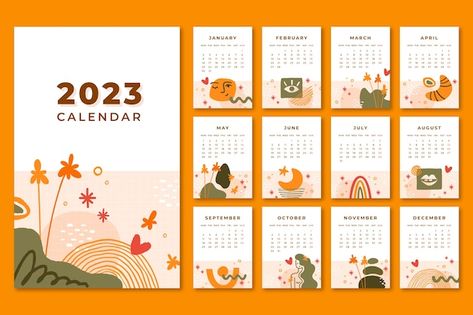 Mini Polaroid Calendar 2023, Cute Calendar Design, Mini Calendar 2023, Calendar Design 2023, Monthly Calendar Design, Calendar Design Layout, 2023 Monthly Calendar, Wall Calendar Design, Illustration Calendar