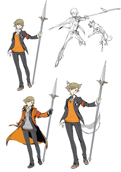 Ken Amada & Koromaru Concept - Persona 4 Arena Ultimax Ken Amada Persona 4 Arena, Polearm Reference Pose, Polearm Pose Ref, Persona 3 Ken Amada, Polearm Pose Reference Drawing, Ken Amada Persona 3, Polearm Poses, Polearm Pose, Ken Amada